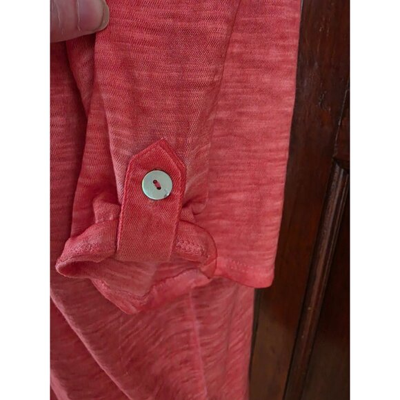Chicos Womens V-Neck Short Sleeve Top Size M 1 Coral - Picture 2 of 6